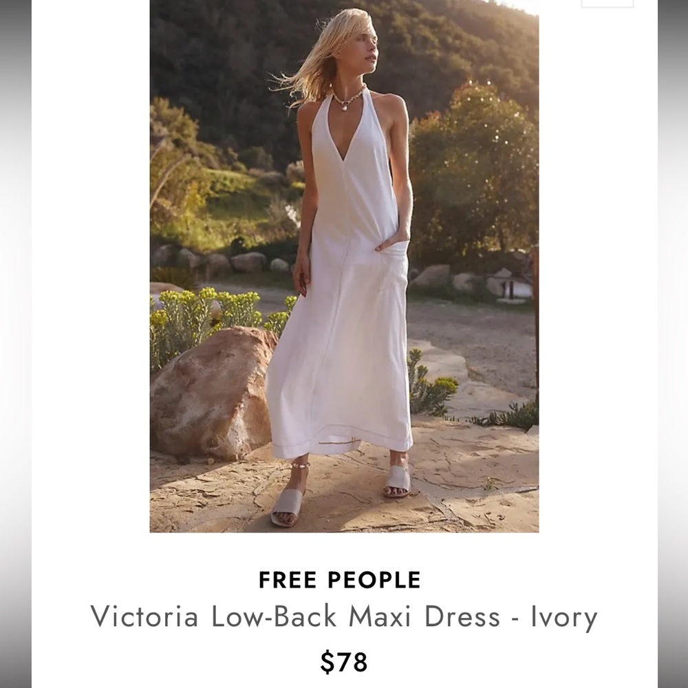Free People Victoria Low-Back Maxi Dress White Ivory Size Large - Picture 4 of 12